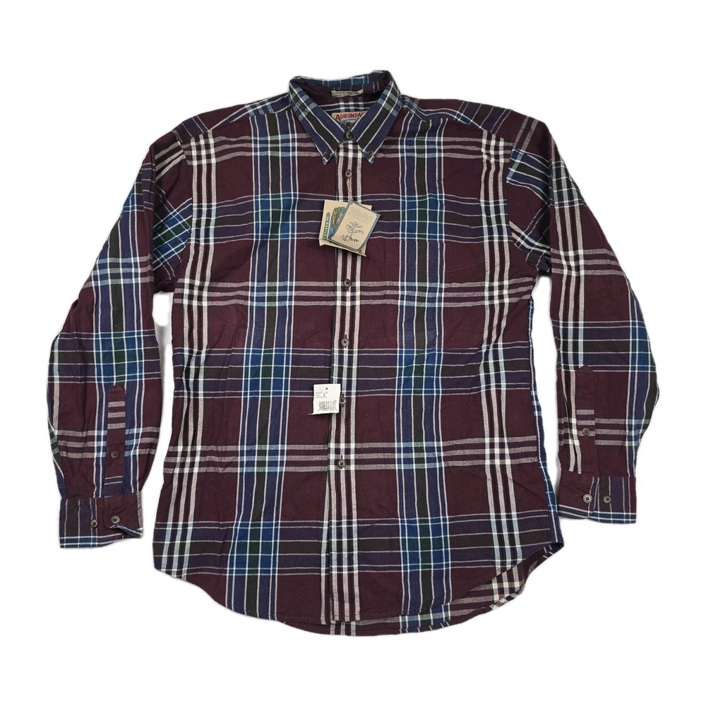 Adirondack by Savile Row Men's‎ Medium Indigo Chambray Plaid Button Up Shirt New
